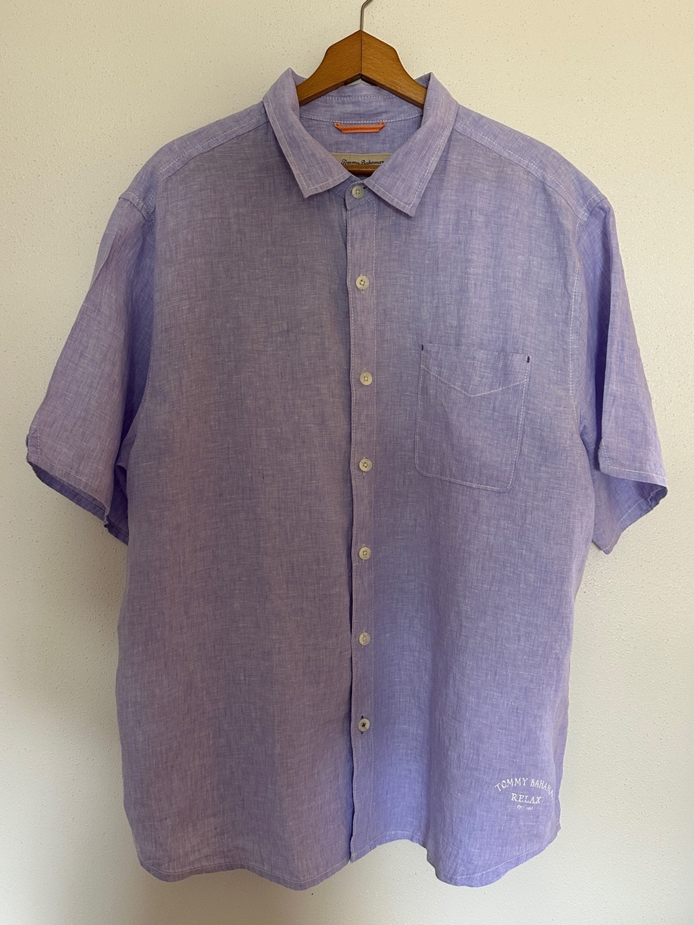Tommy Bahama Relax Men XL Purple Linen Short Sleeve Button Down Shirt NWT